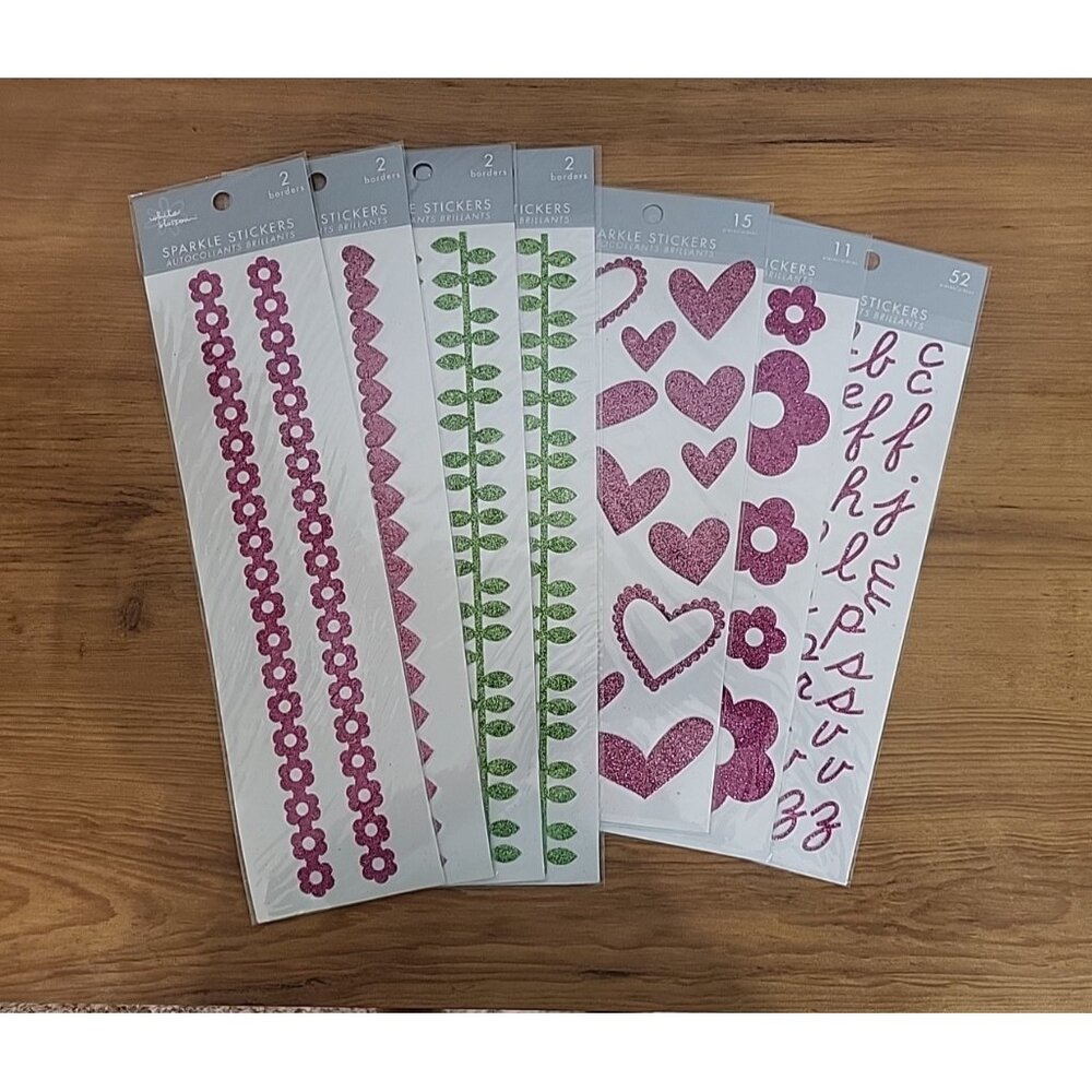 Large Lot White Blossom Sparkle Stickers Borders Glitter 7 Packages! 86 Pieces!